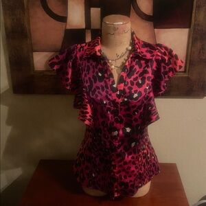 Worthington Vibrant Pink Animal Print Blouse
